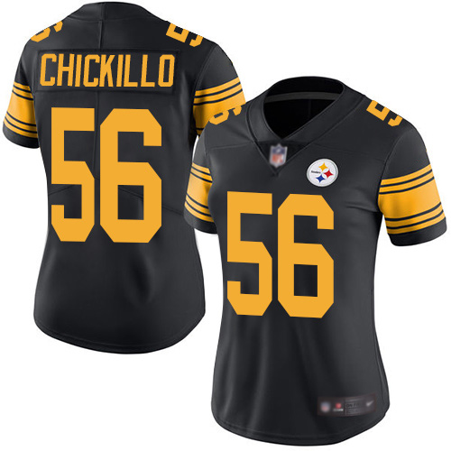 Women Pittsburgh Steelers Football #56 Limited Black Anthony Chickillo Rush Vapor Nike NFL Jersey